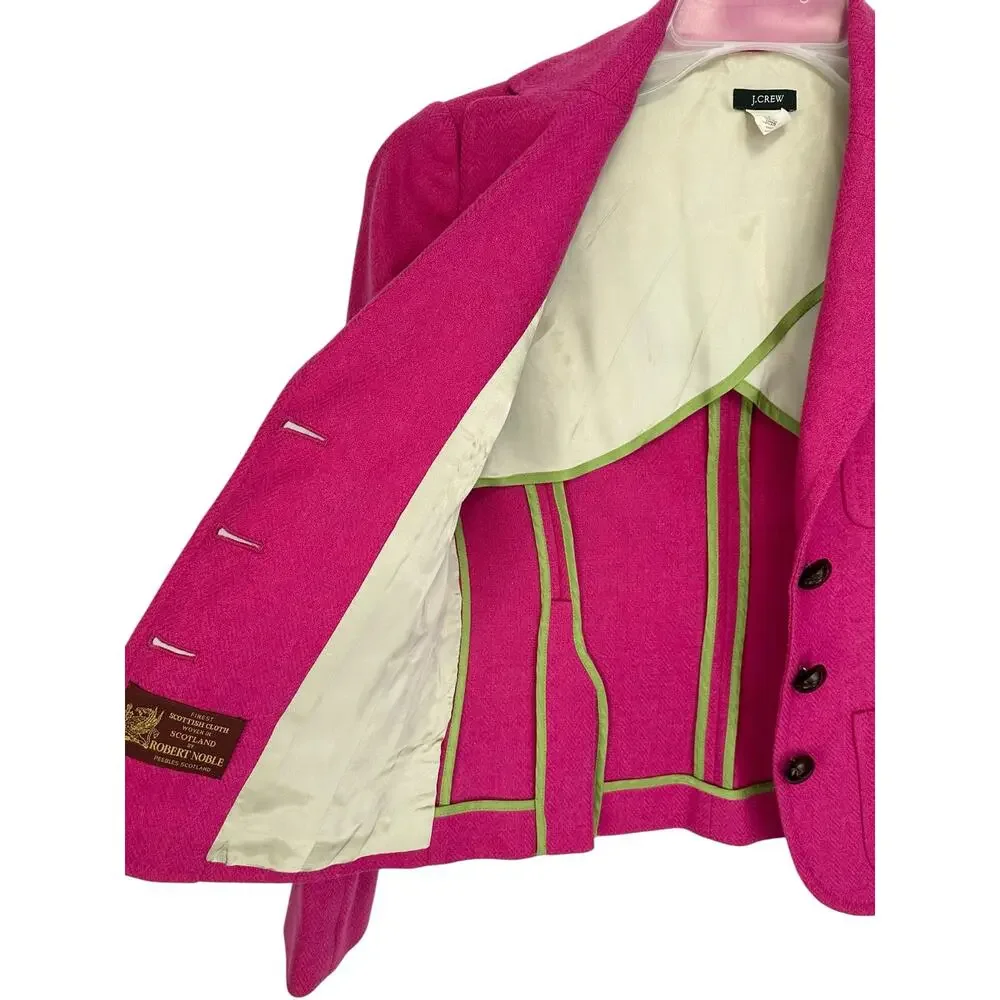 J. Crew Vintage Robert Noble Scottish Wool Herringbone Blazer Pink 70309 Size 2